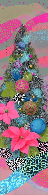 Free printable Christmas bookmarks of a muted Christmas tree